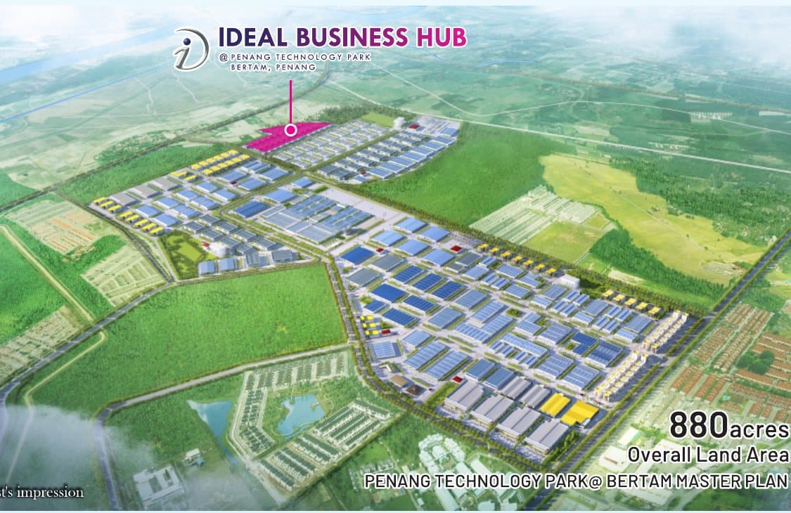 Penang Technology Park @ Bertam 880-acre masterplan showing the location of Ideal Business Hub